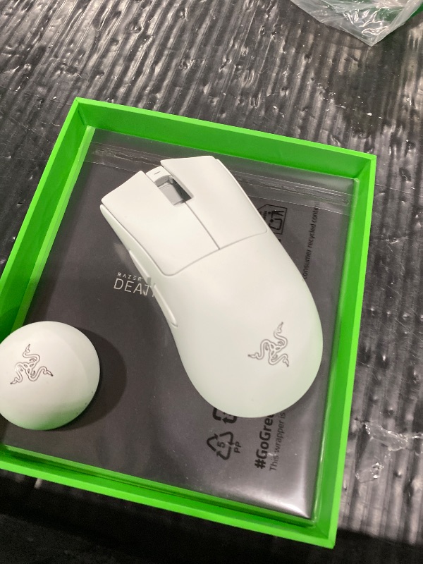 Photo 1 of Razer DeathAdder V4 Pro Wireless Gaming Mouse: 57g Lightweight - HyperSpeed Wireless Gen-2 - Optical Scroll Wheel - Optical Switches Gen-4 - Focus Pro 45K Sensor Gen-2 - Up to 150 Hr Battery - White