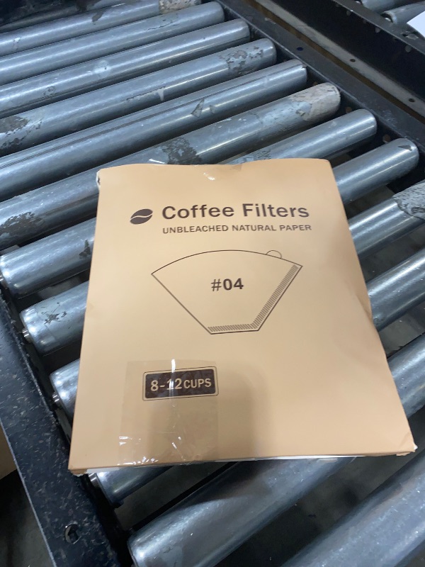 Photo 1 of 200 Count Coffee Filters #4, Disposable Cone Coffee Filters 8-12 Cup, Unbleached Natural Paper Size 04 Paper Filters for Pour Over and Drip Coffee Maker