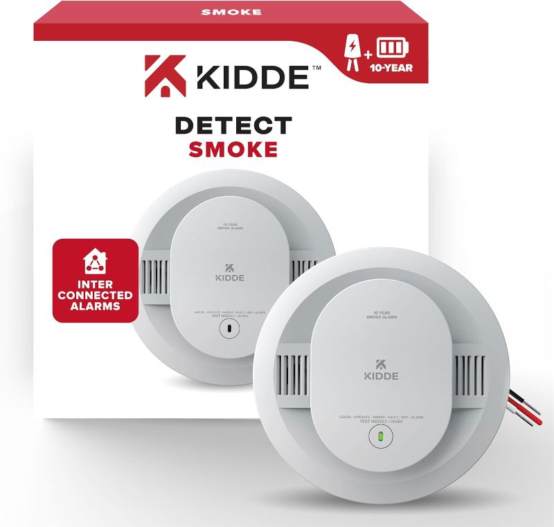 Photo 1 of Kidde  Detector, Hardwired with 10-Year Battery Backup, Interconnectable, LED Status Lights, 85 dB Alarm, 5-inches, 20SA10, 1 Pack