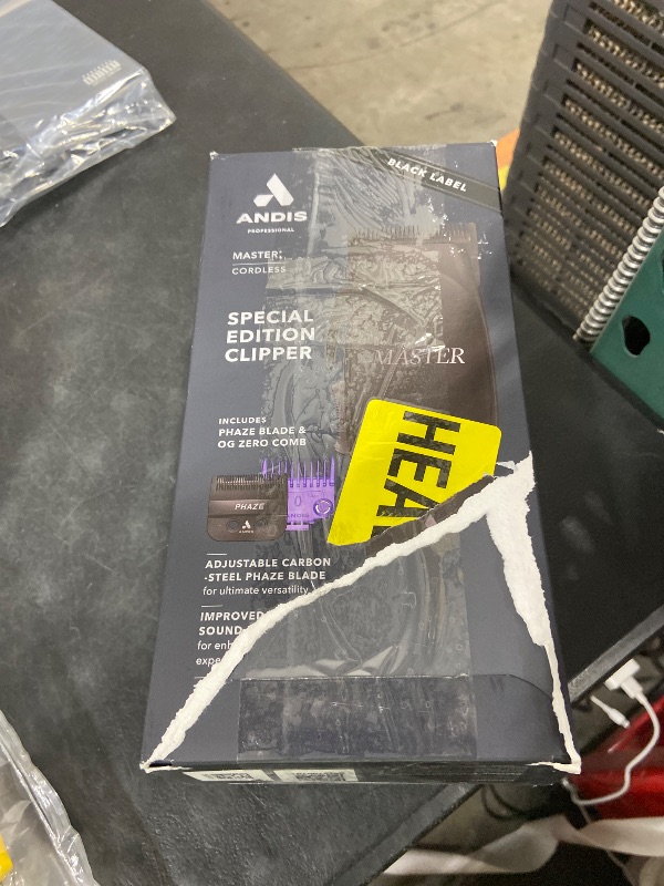 Photo 1 of Andis Black Label MLC Professional Master Cordless Lithium-Ion Hair Clipper, Adjustable Carbon Steel Blade for Close Cutting, Black