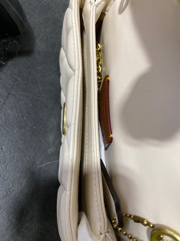 Photo 1 of COACH Womens Quilted Pillow Leather Tabby Wristlet With Chain Chalk Small