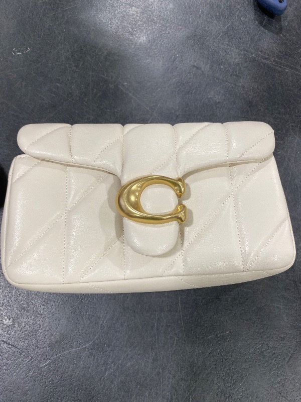 Photo 1 of COACH Womens Quilted Pillow Leather Tabby Wristlet With Chain Chalk Small