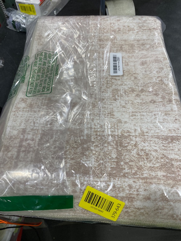 Photo 1 of Restydon 4x8 Rug for Bedroom,Wide Runner Rug for Hallway, Non Slip Washable Runner Rug for Living Room, Low Pile Soft Entryway Kitchen Rug, Modern Home Decor Mat for Dining Room(4'x8', Beige/Ivory)