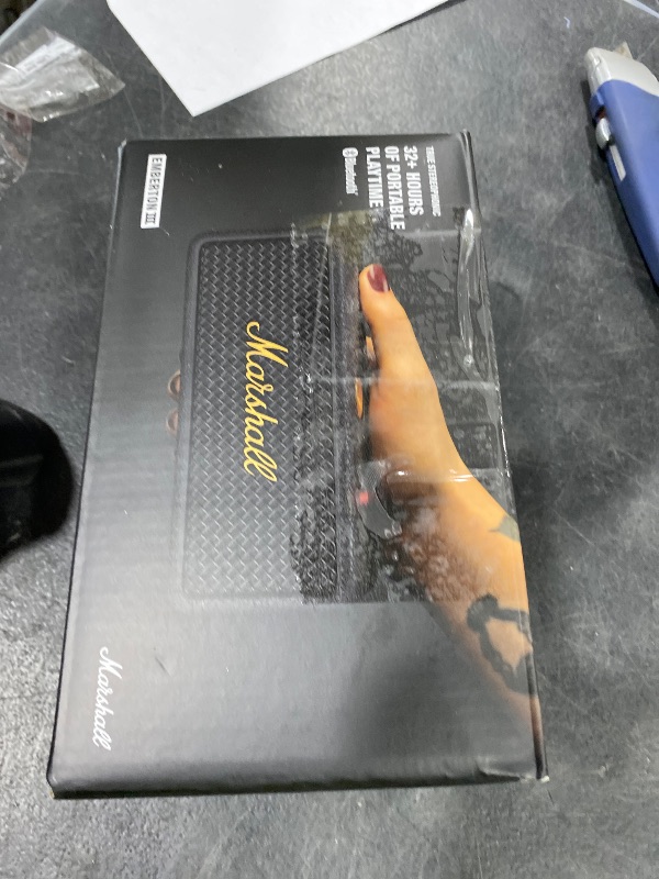 Photo 1 of Marshall Emberton III Portable Bluetooth Speaker - Rugged Waterproof IP67 Design | Loud Stereo Sound, Deep Bass with 32+ Hr Playtime | Compact and Wireless for Travel and Outdoors - Black & Brass