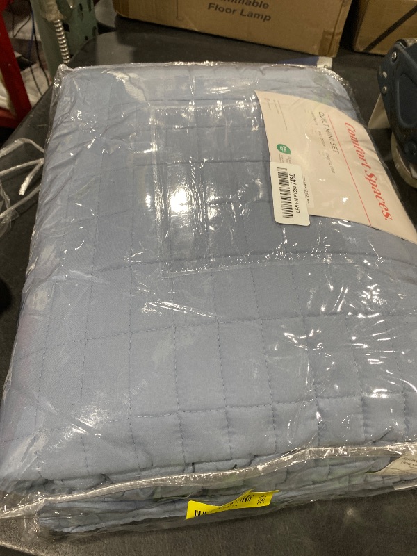 Photo 1 of Comfort Spaces Kienna Quilt Set- Double Sided Stitching Design Summer Blanket, Lightweight, Soft, All Season Bedding Layer, Matching Sham, Blue, Coverlet Twin/Twin XL(66"x90") 2 Piece