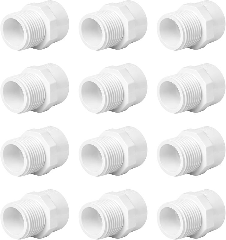 Photo 1 of 12-Pack 1/2 Inch 90 Degree Socket x Socket PVC Elbow Fittings - Schedule 40 Plumbing Pipe Connectors for Water Supply, Irrigation, DIY Projects (White)