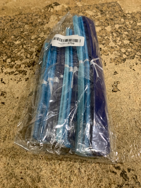 Photo 1 of 12pcs Blue Paper Pom Poms Set for Party Decor (Mixed Size 8/10/12 Inch)