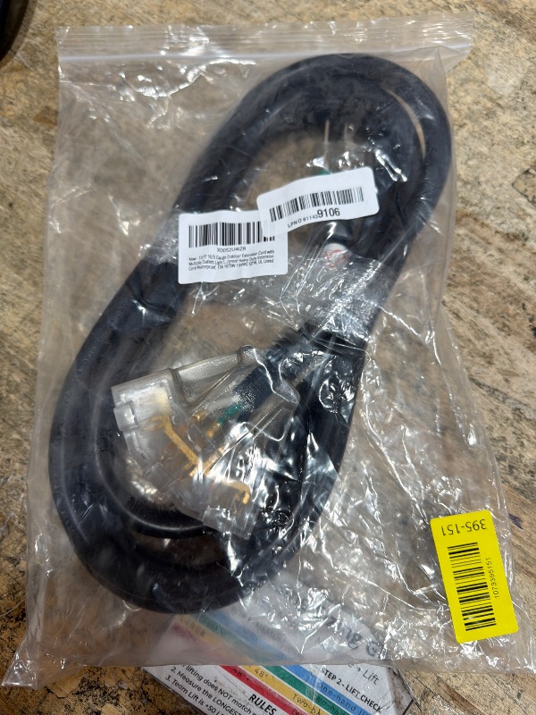 Photo 1 of 10 FT 10/3 Gauge Outdoor Extension Cord with Multiple Outlets Light Indicator, Flexible 3 Outlet Weatherproof Heavy Duty Extension Cord Waterproof, 15A 1875W 10AWG SJTW, UL Listed