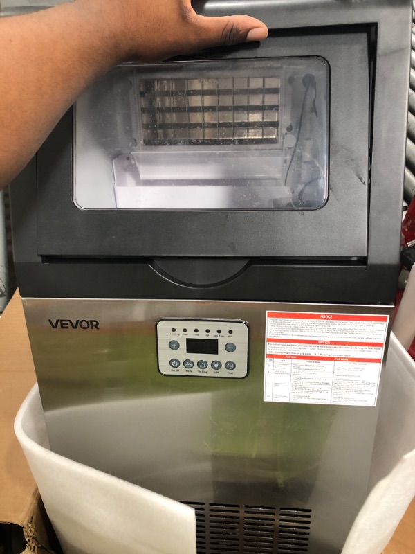 View 3 of *** PARTS ONLY NONFUNCTIONAL HEAVILY USED*** MISSING PARTS**
VEVOR Commercial Ice Maker Machine, 100 lbs/24h with 16-30 lbs Storage Capacity, Built-in/Freestanding/Under Counter, Stainless Steel Ice Maker with LED Display & Self-Cleaning, Home Bar Restaur