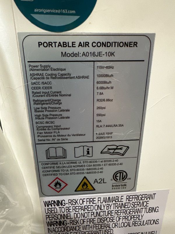 Photo 1 of 10000Btu Portable Air Conditioners, 3 in 1 Portable AC with Cooling, Dehumidification, Fan, for Medium Rooms (450 Sq.Ft), featuring an Auto-Evaporation System,Silent-Running Standing AC for Bedrooms
