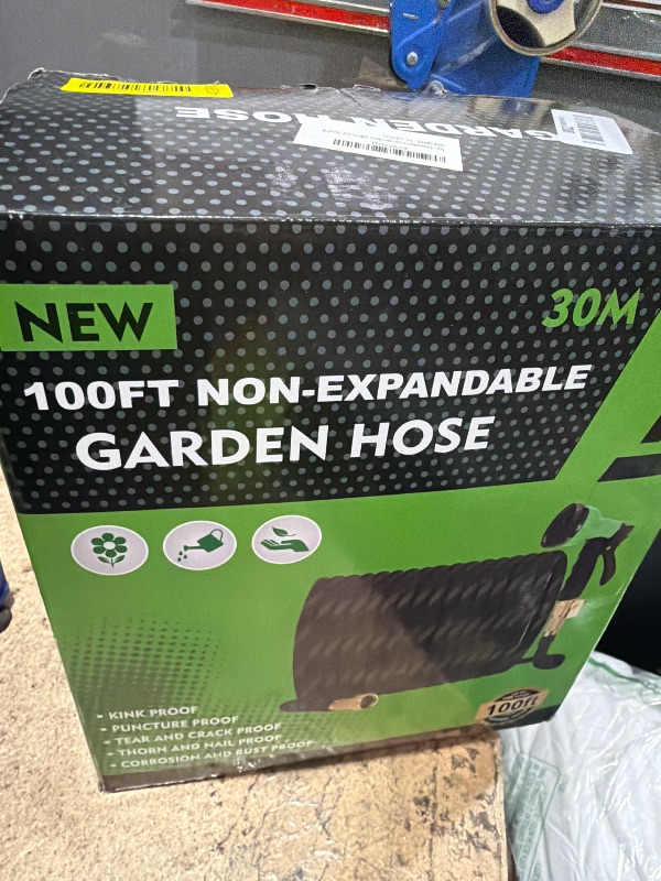 Photo 1 of 100ft Garden Hose?Non-Expandable Water Hose with 8 Function Spray Nozzle-88H