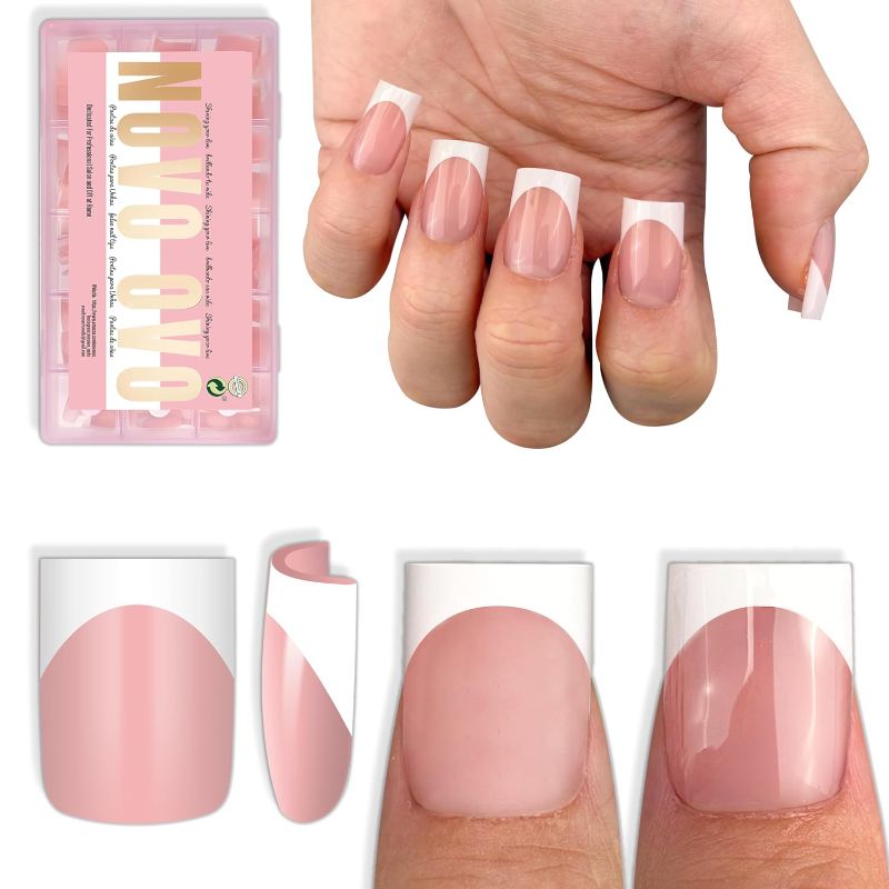 Photo 1 of
NOVO OVO Short Sharp Square White French Tip Nail Tips Press on BABY PINK, Need Builder Gel Top Coat Nail Glue, Soft Gel Fake Nail