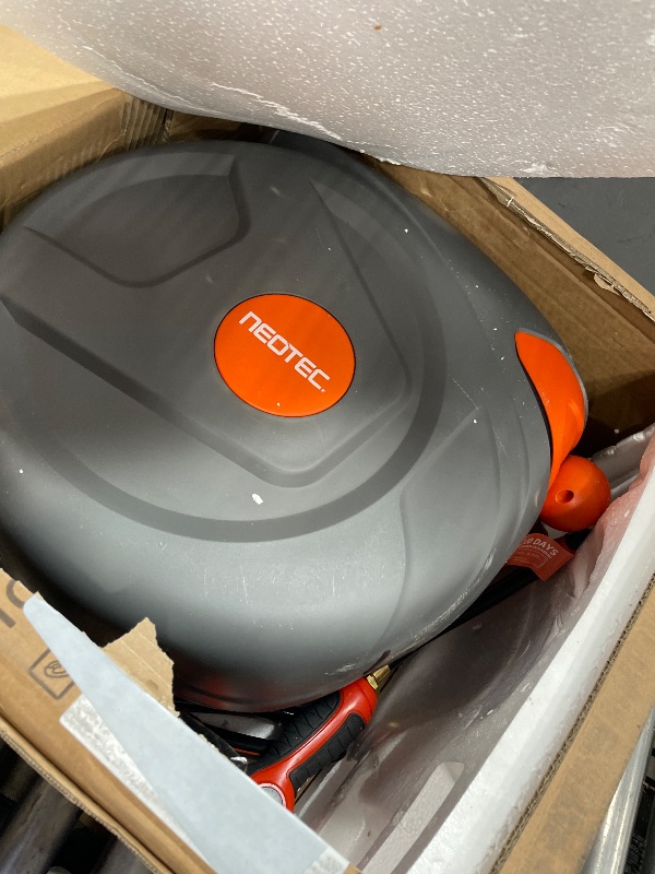 Photo 1 of 100FT Retractable Garden Hose Reel 1/2 Inch with 9-Pattern Nozzle - Automatic Slow Return & Any Length Lock, Wall Mounted Heavy Duty Hose Reels for Outside, 180° Swivel UV Resistant
