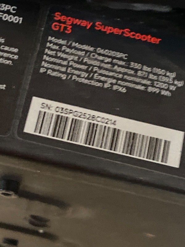 Photo 1 of **LOCKED TO PREVIOUS OWNER, MAY BE ABLE TO BE UNLOCKED**Segway SuperScooter GT3 Electric Scooter