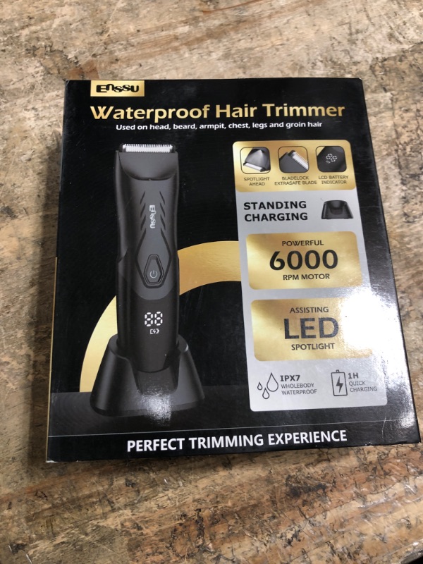 Photo 1 of (MINOR USAGE) Manscape Body Hair Trimmer for Men, Pubic Groin Hair Trimmer for Men with Safe Blade, Cordless Ball Shaver w/Light, Charging Dock, Waterproof Body Groomer, LED Display, 1H Charge,Black