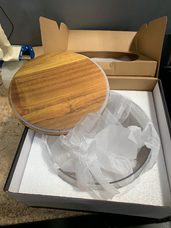 Photo 1 of *MISSING UTENSILS* Oria Cook Large Glass Salad Bowl with Lid Set, 5.7 L Decorative Glass Mixing Bowl, Trifle and Serving Bowls with Lids as Cheese Charcuterie Board and Plate, Comes with Wood Serving Utensils