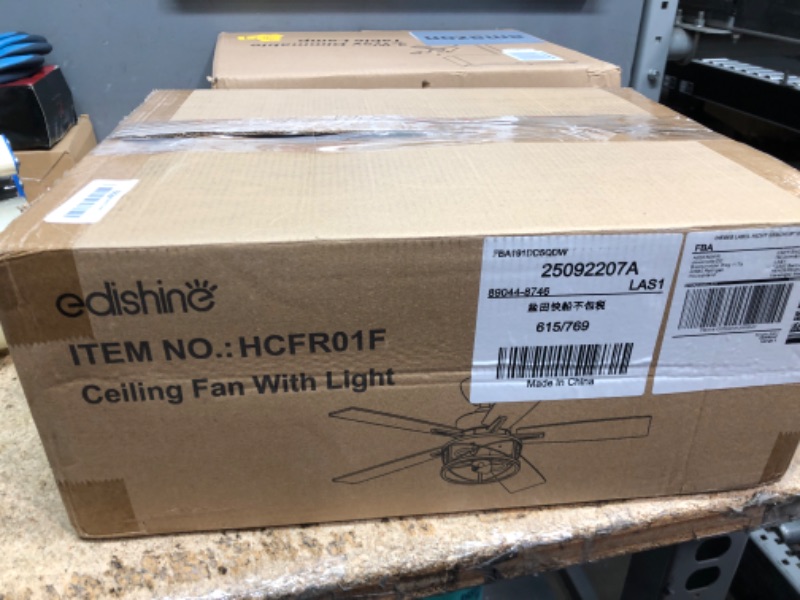 Photo 1 of **FOR PARTS ONLY**
EDISHINE 42“ Farmhouse Ceiling Fans with Lights and Remote, 10%-100% Dimmable, 6 Speeds, Wood Blades, DC Reversible Motor, Timer, Noiseless, Small Rustic Ceiling Fan for Bedroom Living Room, UL Listed