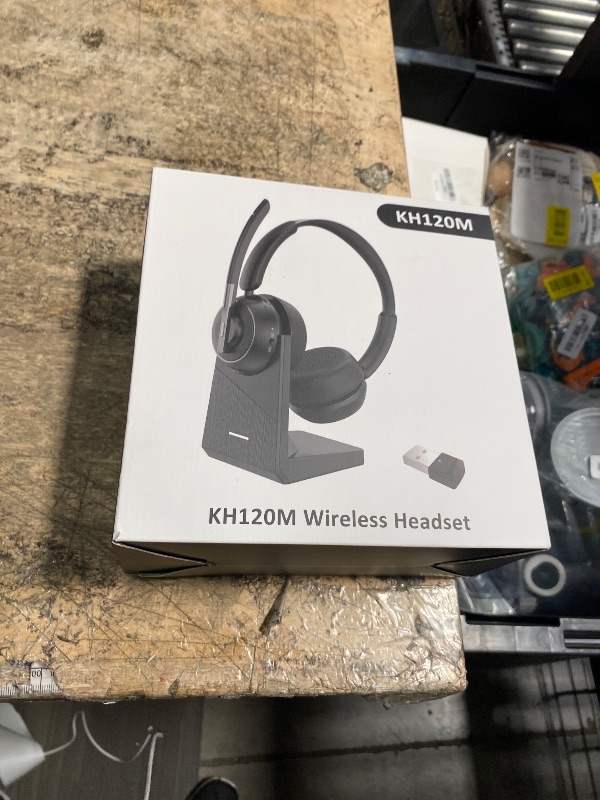 Photo 1 of (2025 Upgraded) Wireless Headset with Mic for Work, Bluetooth Headset with Noise Canceling Microphone with Dongle, Charging Base & Mic Mute, Wireless Headphones for Work from Home/PC/Computer