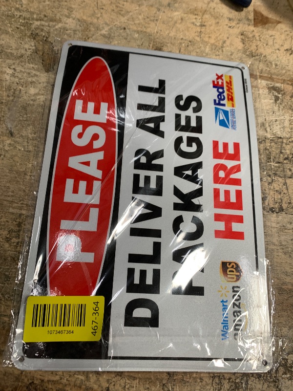 Photo 1 of (1 Pack) 8x12 Inch Package Delivery Metal Sign, Please Deliver All Packages Here, Waterproof & Rustproof Red Aluminum Delivery Instructions for Box House Yard Front Door Outdoor Home Use