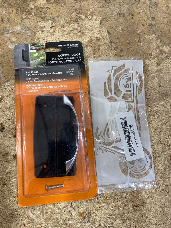 Photo 1 of **Prime-Line A 112 Sliding Screen Door Black Inside Handle, Chrome Outside Handle (Single Pack)
**motorcyle stencil
