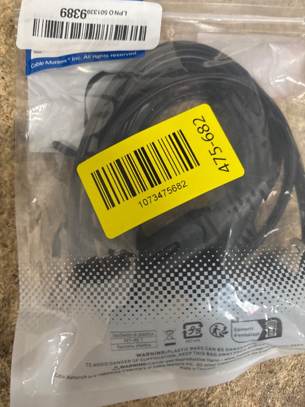 Photo 1 of [UL Listed] Cable Matters 2-Pack 2 Prong TV Power Cord - 3ft, AC Power Cord, Non Polarized (NEMA 1-15P to IEC C7), Compatible with Samsung LG Sony Insignia TCL Sharp Toshiba Hisense TV PS4 PS5LPNO501339389
