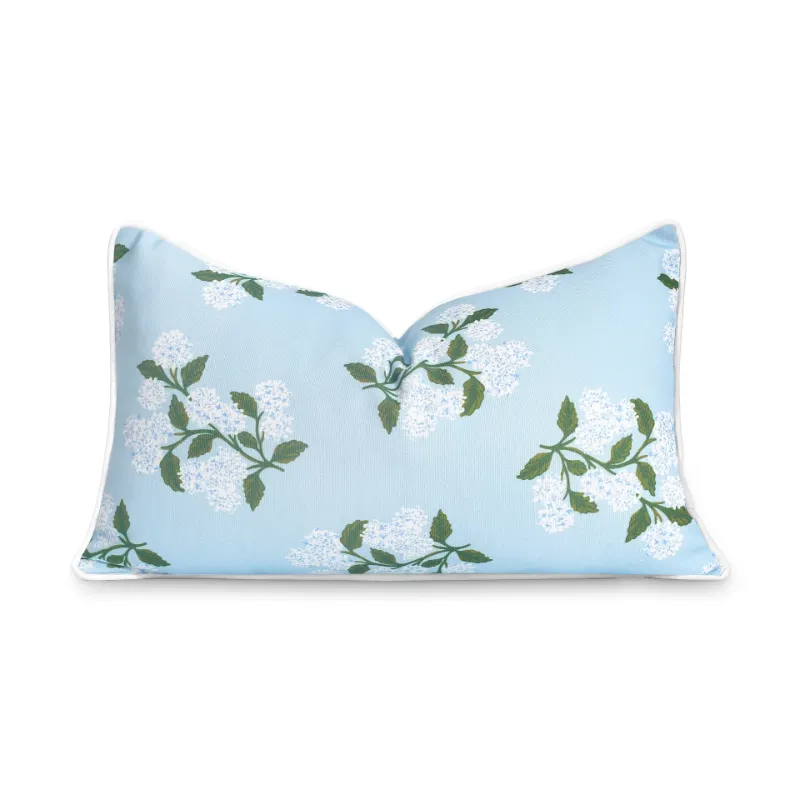 Photo 1 of (WHITE)  Pillow Covers 16x16 Inch 2 Pcs Blue Hydrangea Floral Decor Throw Pillows Vintage Lemon Flower Seasonal Summer Outdoor Decoration Pillowcase Linen Cushion Cover for Couch Sofa