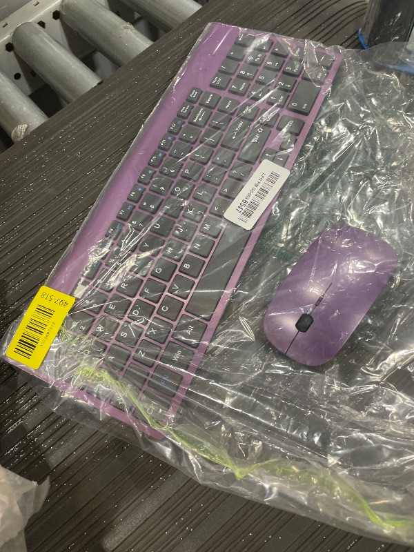 Photo 1 of **MISSING KEY AND TOGGLE**Wireless Keyboard and Mouse Ultra Slim Combo, TopMate 2.4G Silent Compact USB 2400DPI Mouse and Scissor Switch Keyboard Set with Cover, Batteries Included, for PC/Laptop/Windows/Mac - Purple Black