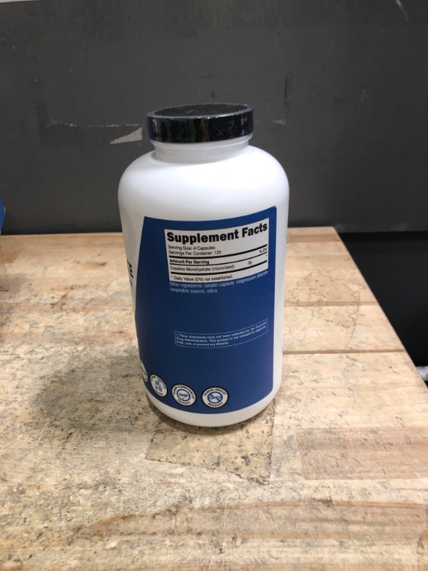 Photo 1 of *9/2028* Nutricost Micronized Creatine Monohydrate 3,000mg 500 Capsules, 125 Servings, 750mg of Creatine Monohydrate Per Capsule