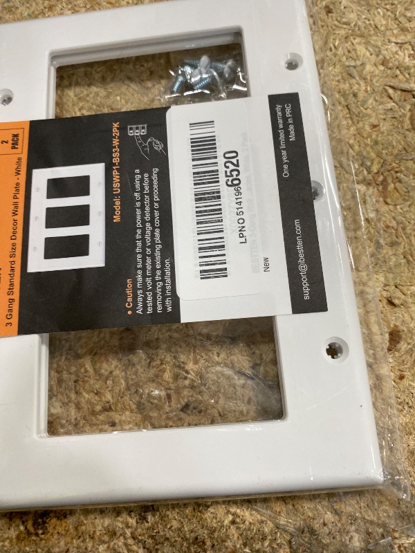 Photo 1 of [2 Pack] BESTTEN 3-Gang Decorator Wall Plate, GFCI Outlet and Dimmer Switch Cover with 3 Decorator Openings, Standard Size, H4.53” x L6.38”, Unbreakable Polycarbonate, UL Listed, White