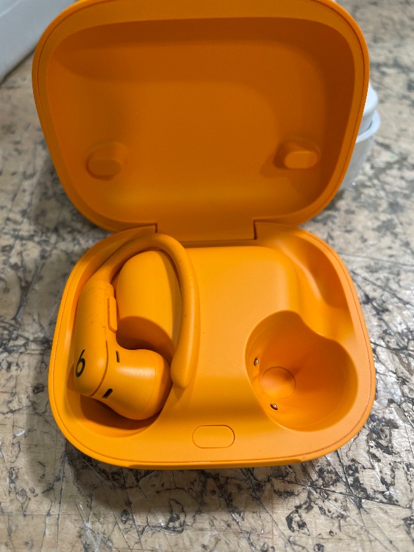Photo 1 of (missing one ear bud)(see images) Beats Powerbeats Pro 2 - Wireless Noise Cancelling Workout Earbuds with Secure- Fit Earhooks, Up to 45-Hour Battery with Charging Case, Sweat & Water Resistant, Heart Rate Monitoring - Electric Orange
