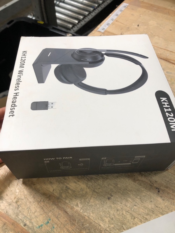 Photo 1 of (2025 Upgraded) Wireless Headset with Mic for Work, Bluetooth Headset with Noise Canceling Microphone with Dongle, Charging Base & Mic Mute, Wireless Headphones for Work from Home/PC/Computer