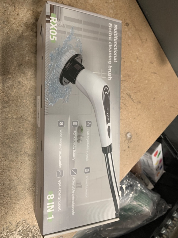 View 2 of ****PARTS ONLY *** Electric Spin Scrubber, Cordless Power Scrubber with 8 Replaceable Brush Heads, 2-Speed Adjustable Handle, IPX7 Waterproof Shower Scrubber for Bathroom, Tile, Tub, Teens, White-qe1