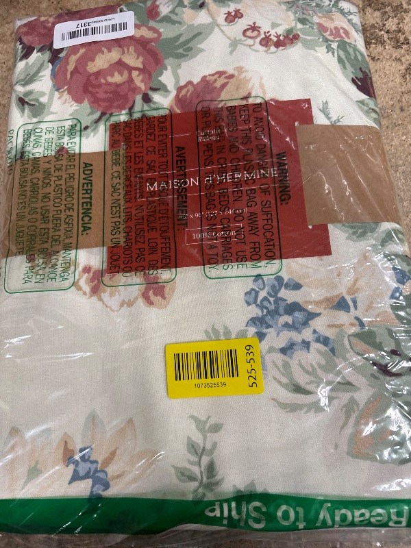 View 2 of (1 panel) Maison d' Hermine Curtains for Living Room 100% Cotton 96 inch Length One Panel Light Filtering Curtains for Windows with Rod and Loop Pockets Gifts for Mothers Day (Abbeville, 50" W x 96" L)