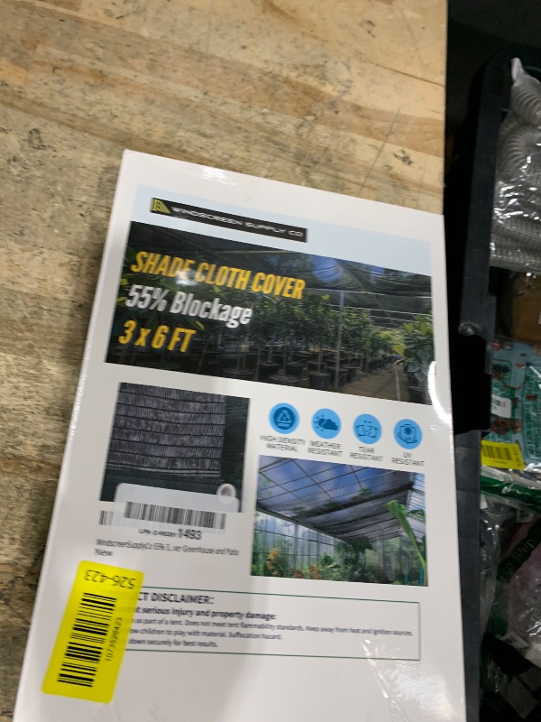 Photo 1 of [WindscreenSupplyCo] 55% 3 x 6 FT Shade Cloth Sun Shade Net with Grommets Sunblock Mesh Tarp for Garden Plants Cover Greenhouse and Patio