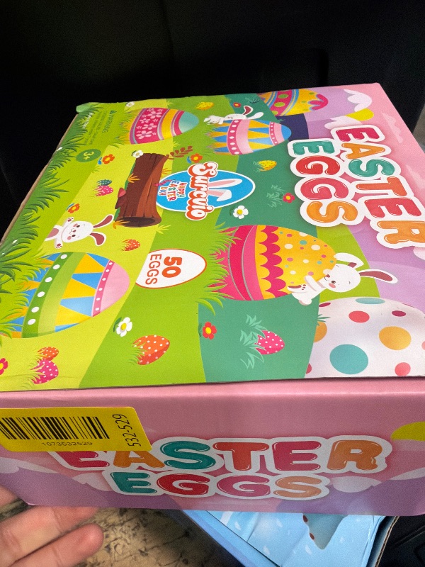 Photo 1 of [6 Surprise Golden Eggs] 50 Pack 3 Inch Large Easter Eggs, Empty Easter Eggs Fillable, Bright Colors Plastic Eggs Bulks for Easter Hunt, Easter Party Favor, Basket Stuffers Fillers