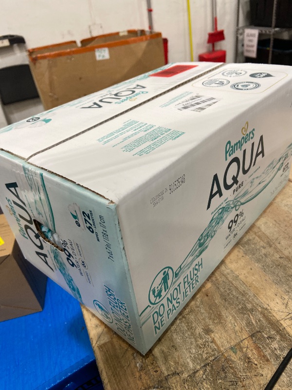 View 2 of **FACTORY SEALED** Pampers Aqua Pure Baby Wipes, 99% Water, Fragrance Free, 672 Baby Wipes Total (12X Flip-Top Packs) [Packaging May Vary]