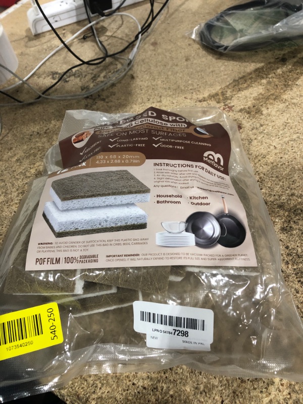 Photo 1 of **Only 10** Metflavor 12 Pack Plant-Based Kitchen Sponges, Biodegradable Non-Scratch Cellulose Sponge with Coconut Walnut Scrubber, Eco-Friendly Odor Free Sponges for Dishes, Pots, Countertops - Sustainable
