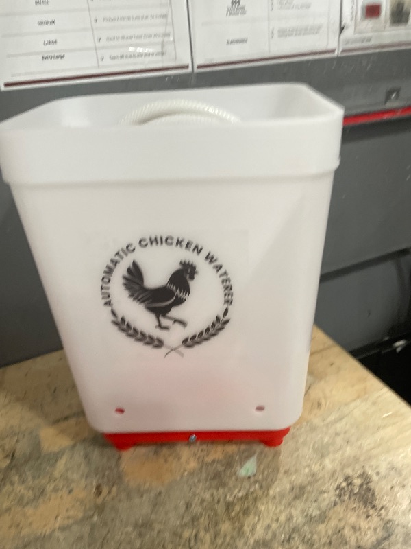 Photo 1 of ***MISSING PARTS***
Chicken Waterer, 3 Gallons Automatic Chicken Waterers with 5ft Pipe, Float Controlled Automatic Poultry Water Feeder, 5 Chicken Waterer Cups (Red, 3 Gallons)
