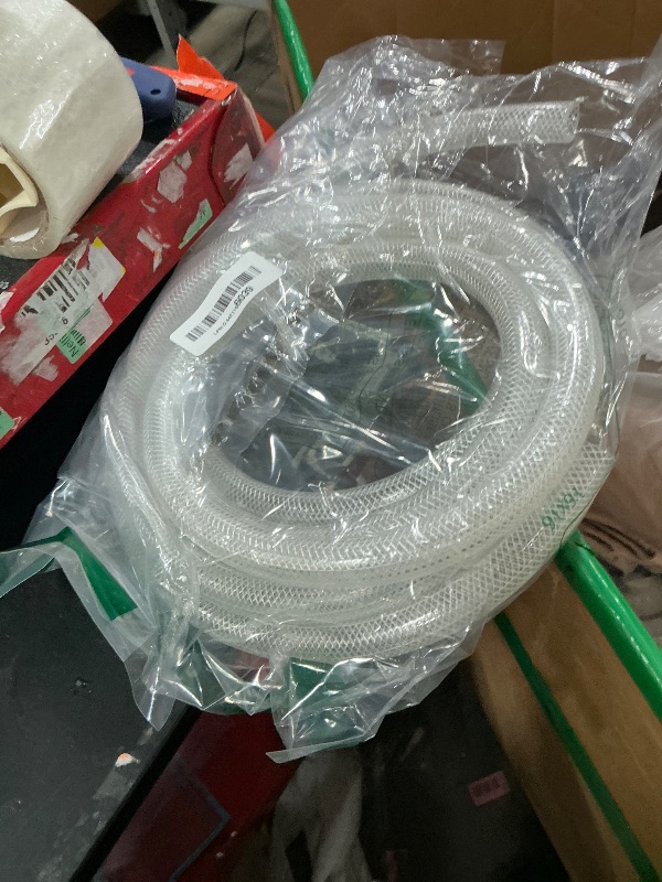 Photo 1 of 1/2" ID x 3/4" OD - 10 Ft High Pressure Braided Clear PVC Vinyl Tubing Flexible Tube, Heavy Duty Reinforced Hose Tubing