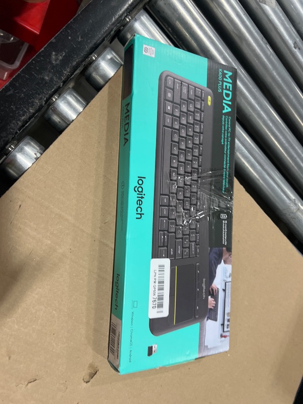 Photo 1 of Logitech K400 Plus Wireless Touch TV Keyboard with Easy Media Control and Built-in Touchpad, HTPC Keyboard for PC-Connected TV, Windows, Android, ChromeOS, Laptop, Tablet - Black