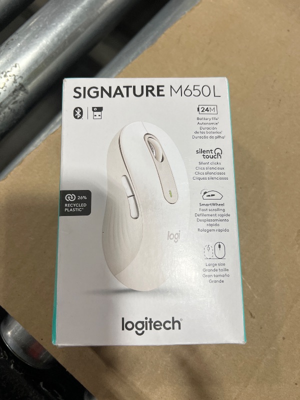 Photo 1 of Logitech Signature M650 L Full Size Wireless Mouse - for Large Sized Hands, 2-Year Battery, Silent Clicks, Customizable Side Buttons, Bluetooth, for PC/Mac/Multi-Device/Chromebook - Off White