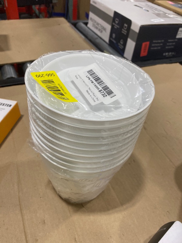 Photo 1 of 10 Pack 6 Inch Plant Pots with Drainage and Saucers, White Plastic Flower Pots for Indoor and Outdoor Plants, Stackable Nursery Planters for Houseplants and Herbs, White