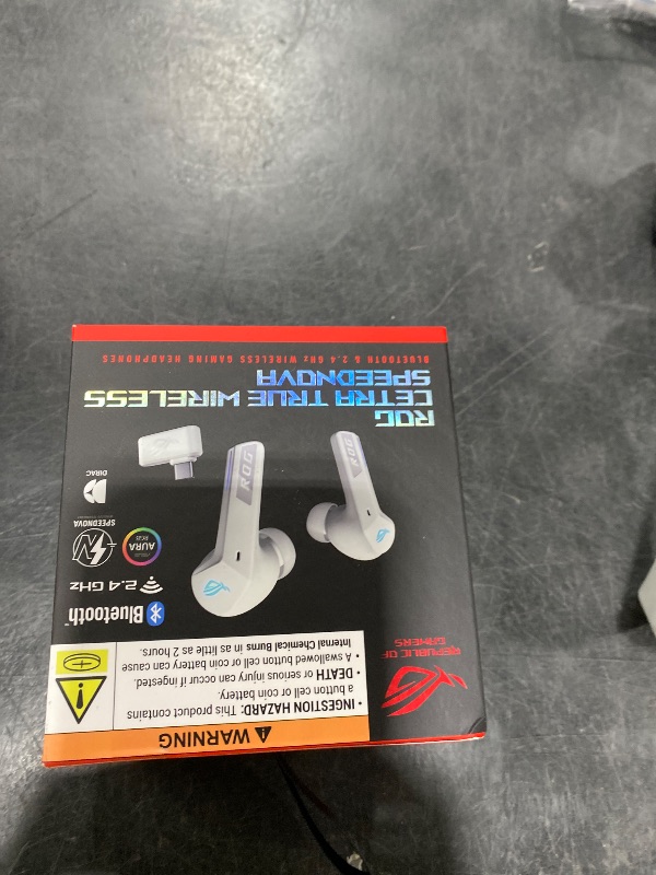 Photo 1 of ASUS ROG Cetra True Wireless SpeedNova Gaming Earbuds – Dual-Mode (BT, 2.4GHz), Dirac Opteo, Bone-Conduction AI Mic, Adaptive ANC, 46Hr Battery, for PC, PS5, PS4, Switch, Mobile, ROG Ally/X - White