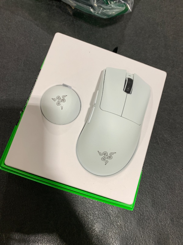 Photo 1 of Razer DeathAdder V4 Pro Wireless Gaming Mouse: 57g Lightweight - HyperSpeed Wireless Gen-2 - Optical Scroll Wheel - Optical Switches Gen-4 - Focus Pro 45K Sensor Gen-2 - Up to 150 Hr Battery - White