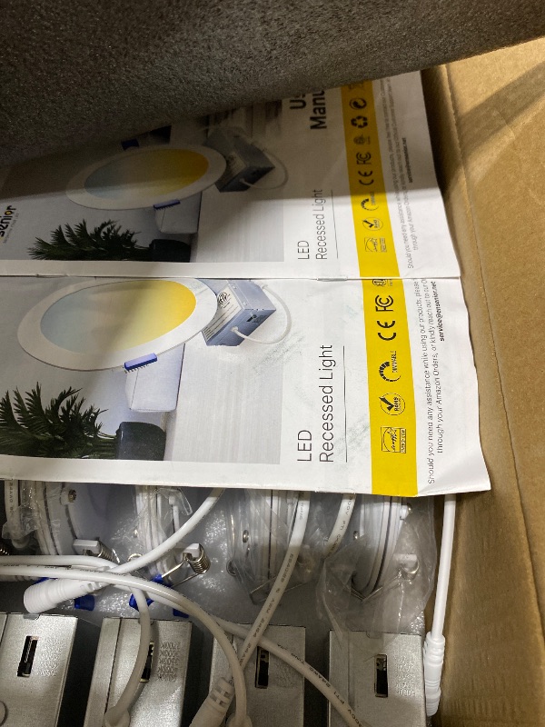 Photo 1 of Ensenior 12 Pack 6 Inch LED Recessed Ceiling Light, Dimmable, 2700K-5000K 5CCT, 1200LM 12W 120V, High Brightness Canless Wafer Downlight - ETL&FCC&IC