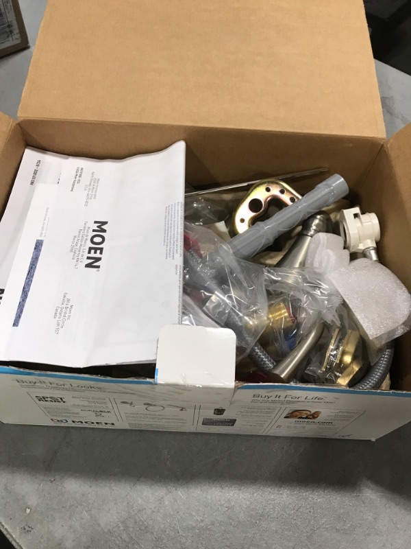 Photo 1 of Moen Wetherly Spot Resist Brushed Nickel Two-Handle Widespread Bathroom Faucet with Valve Included, 3-hole Deck Mounted Setup, WS84855SRN