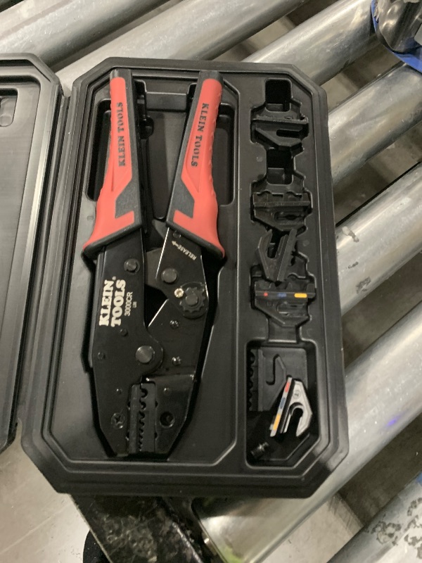 Photo 1 of Klein Tools 3000CRKIT Ratchet Crimping Tool Set, (4) Interchangeable Dies for Heat Shrink, Non-Insulated, Insulated and Ferrule Terminal Connectors