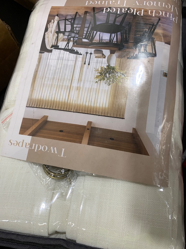 Photo 1 of 132 Inch Pinch Pleat Linen Curtains 2 Panels Set for High Ceiling Living Dining Room Semi Sheer Linen Boho Farmhouse Neutral Cream Ivory Natural Curtains 132 Inches Long for 2 Story Window 50x132