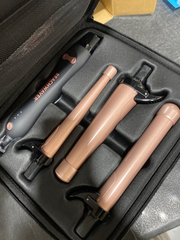 Photo 1 of The Beachwaver Co. Multi-Barrel Rotating Curling Iron - Midnight Rose | Professional Automatic Iron with 3 Interchangeable Ceramic Barrels - Attachments Included! | Auto Shut-Off, Travel-Friendly