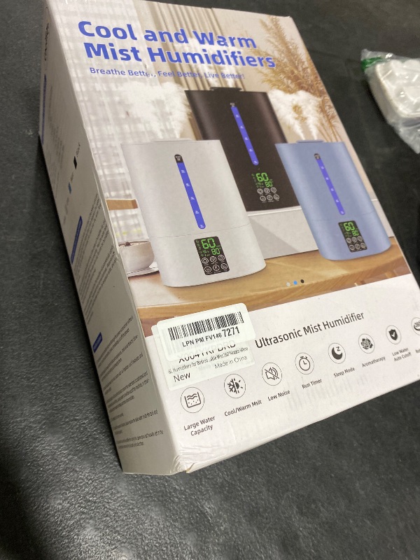 Photo 1 of 6L Humidifiers for Bedroom Large Room Home, Cool and Warm Humidifier for Baby and Plants Mist Top Fill Desk Humidifiers Essential Oil Diffuser, Quiet with Adjustable Mist,360°Nozzle-White
